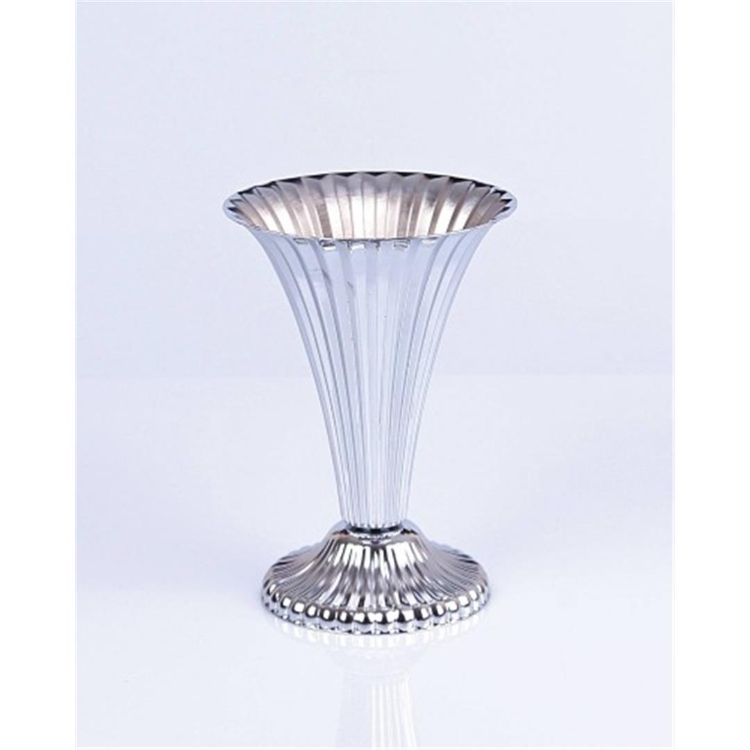 Metal Çizgili Vazo Gümüş