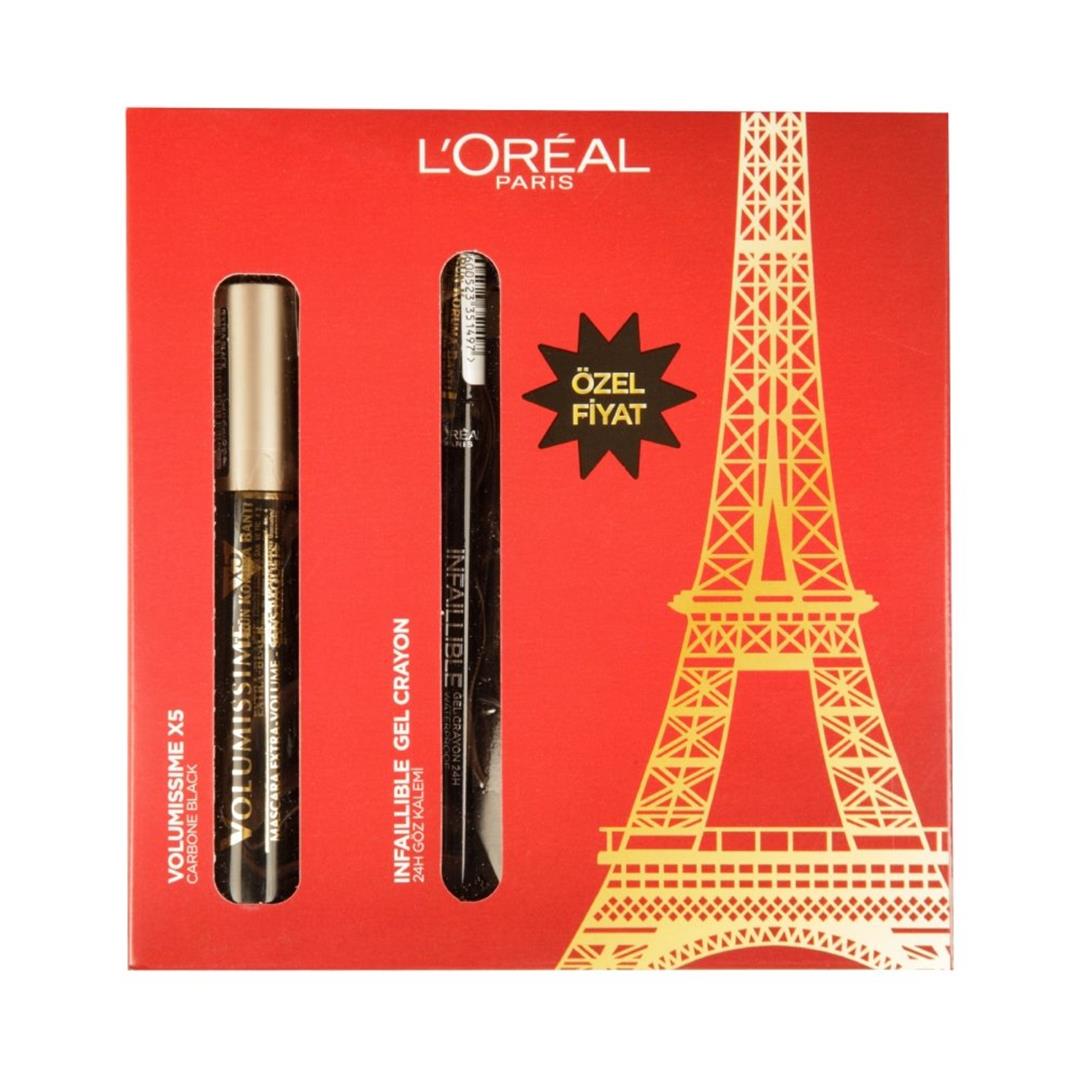 Loreal Paris Volumissime X5 Maskara Black & Gel Crayon