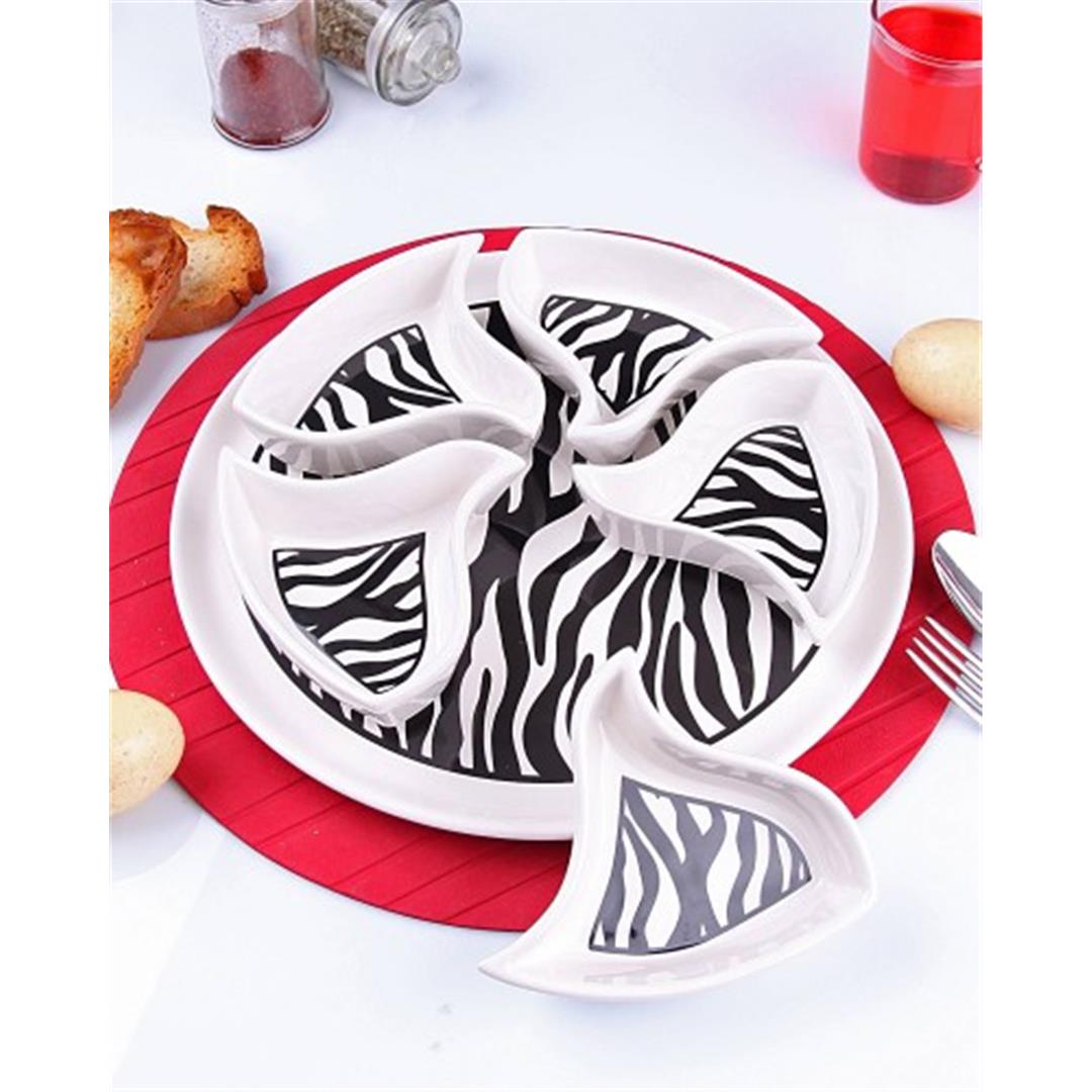 Seramik Zebra Desenli Kahvaltılık