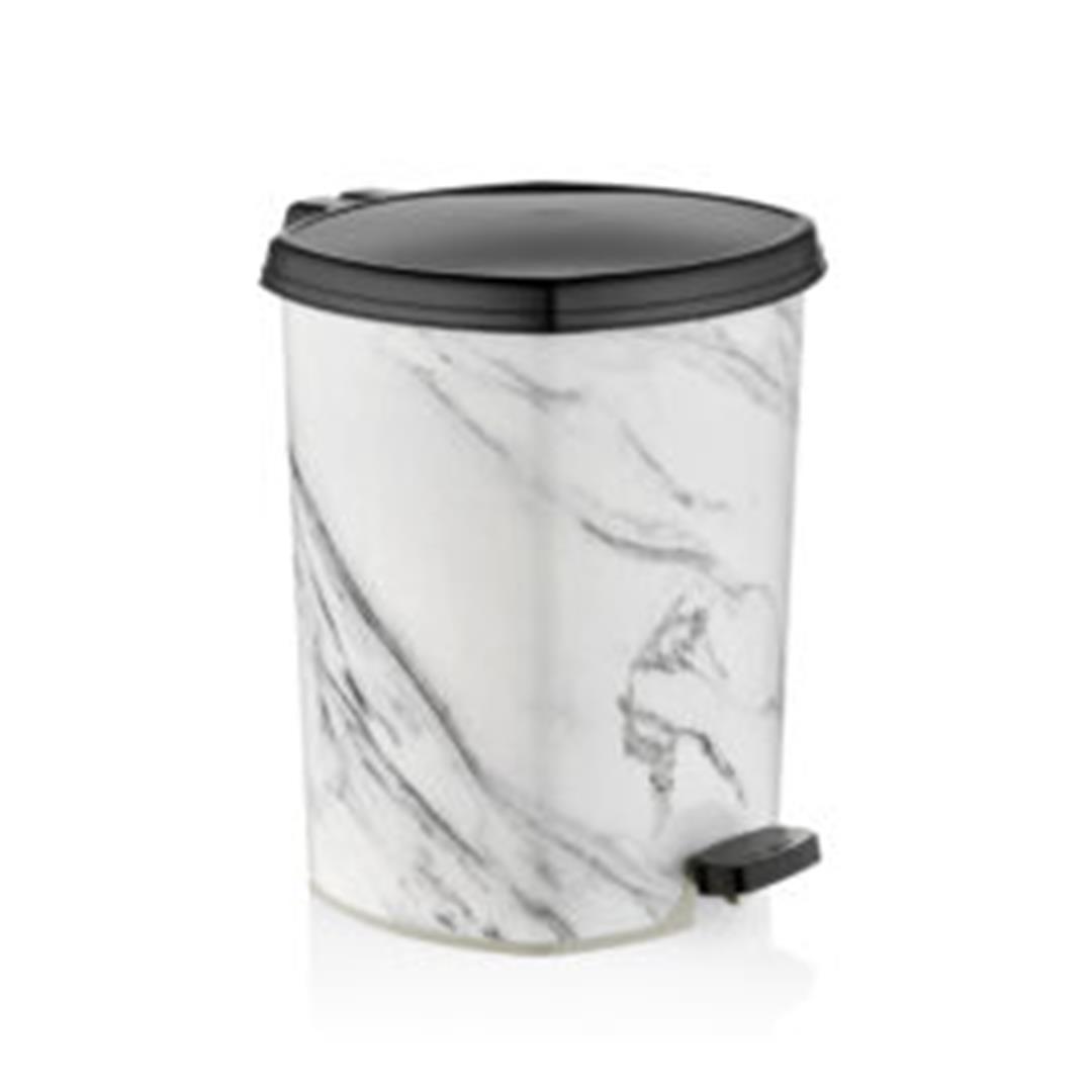 Desenli Pedallı Çöp Kovası 20 litre – Beyaz Mermer