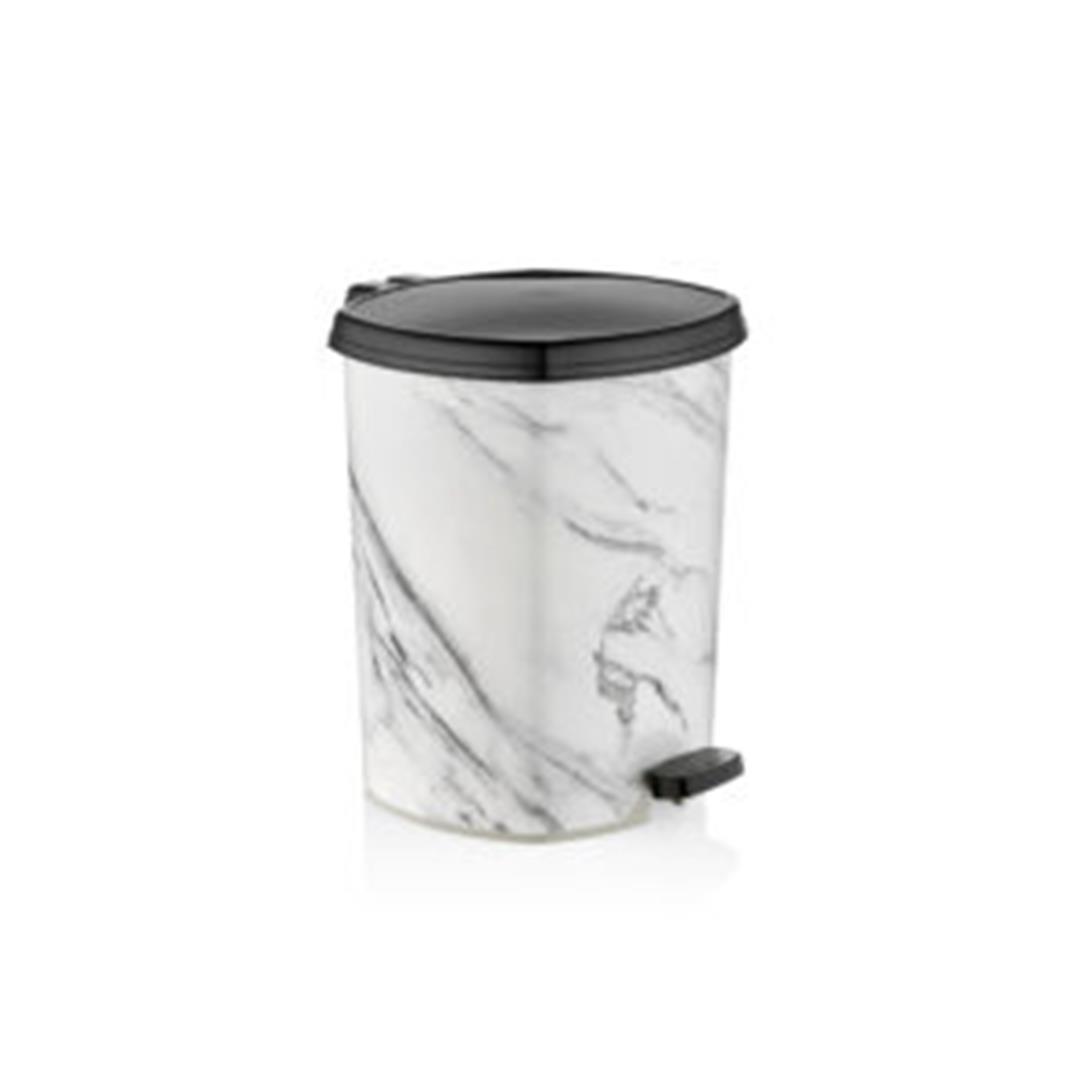 Desenli Pedallı Çöp Kovası 11 litre – Beyaz Mermer