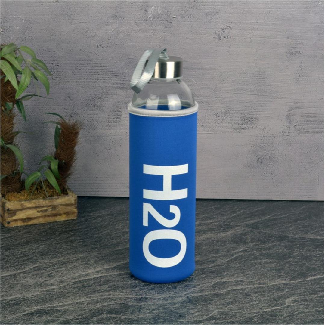 H2o Kılıflı Cam Matara * Mavi 750 ml