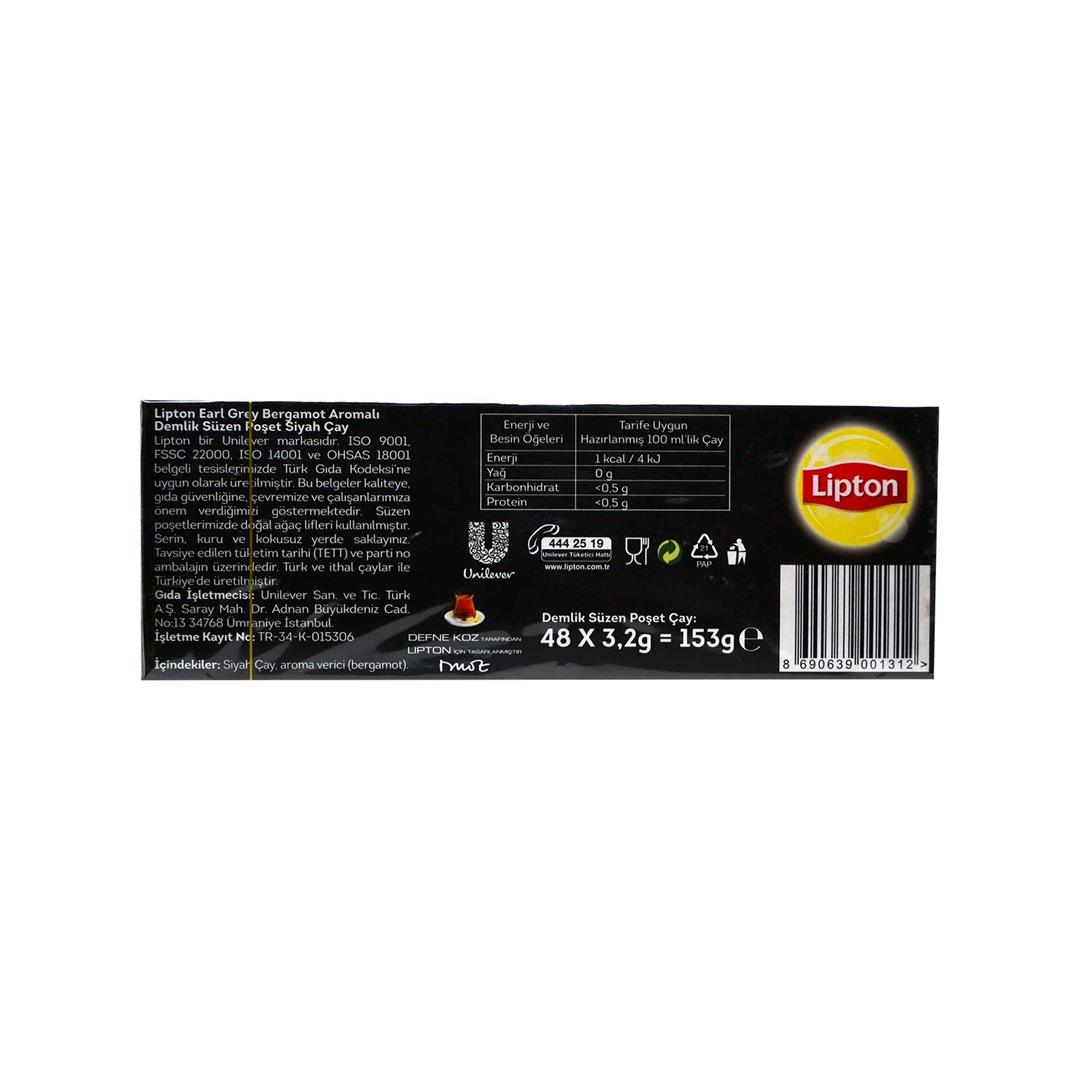 Lipton Earl Grey 48'li Bergamot Aromalı Demlik Poşet Çay 153 gr