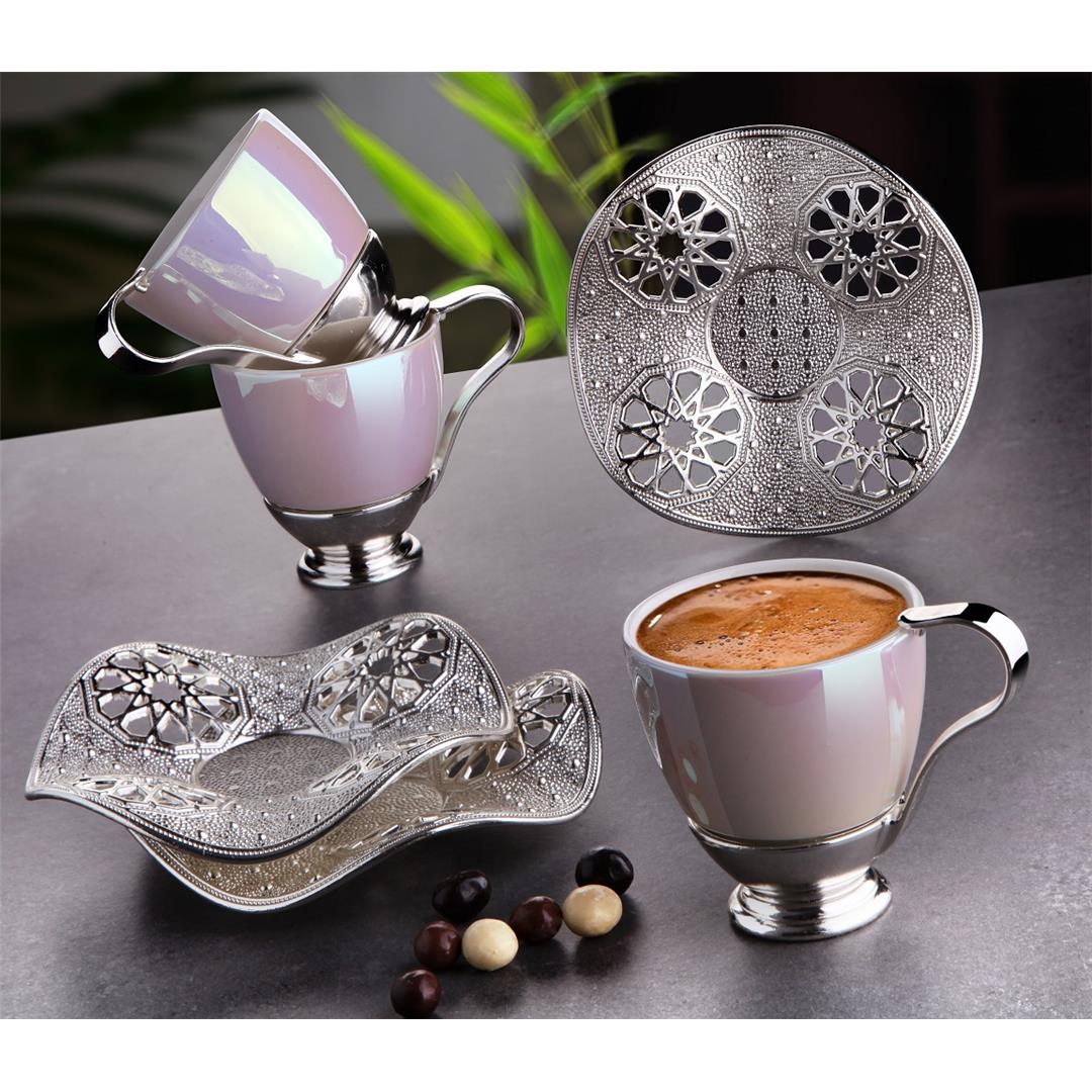 Nisa İnci Kahve Seti – Gümüş