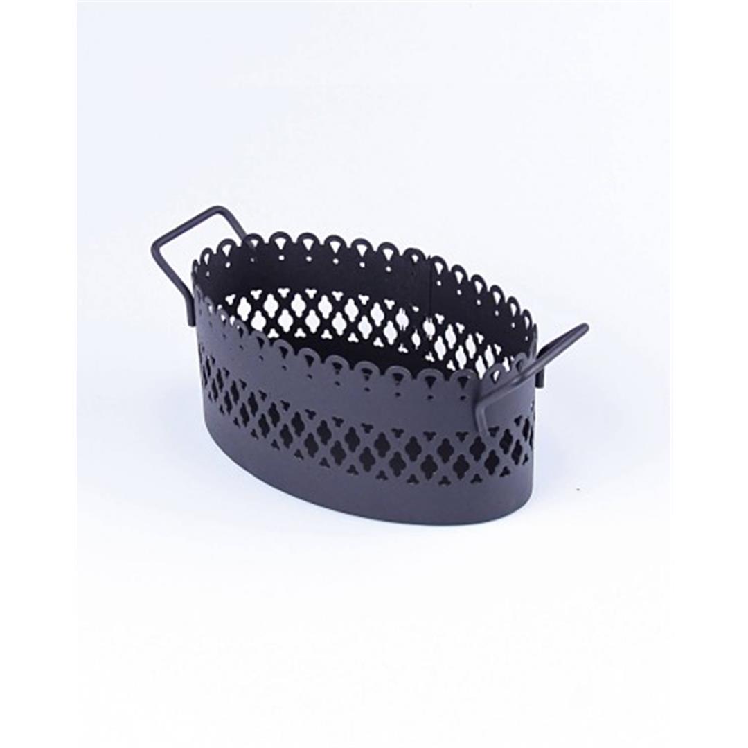 Metal Küçük Siyah Oval Ekmek Sepeti