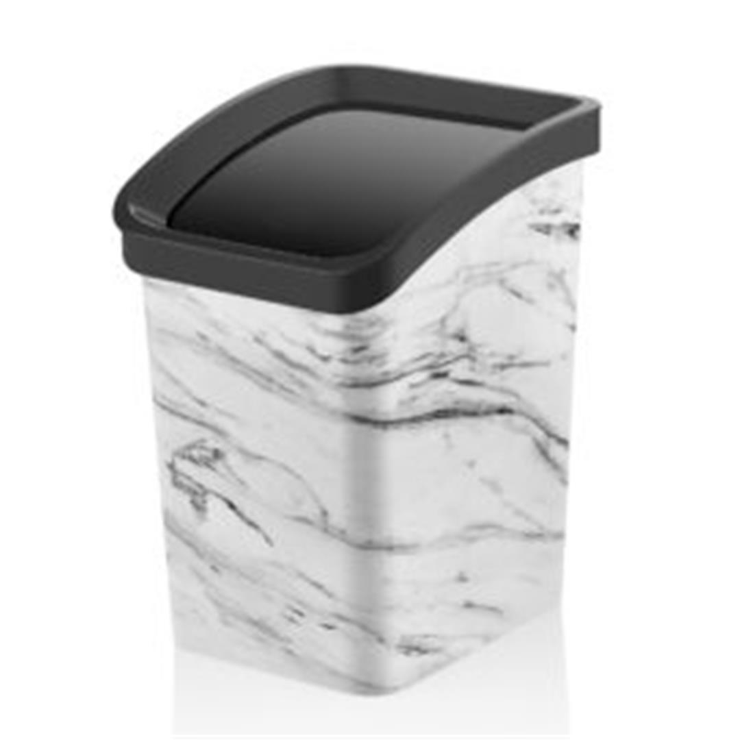 3 No Desenli Smart Klik Çöp Kovası 22 litre – Beyaz Mermer