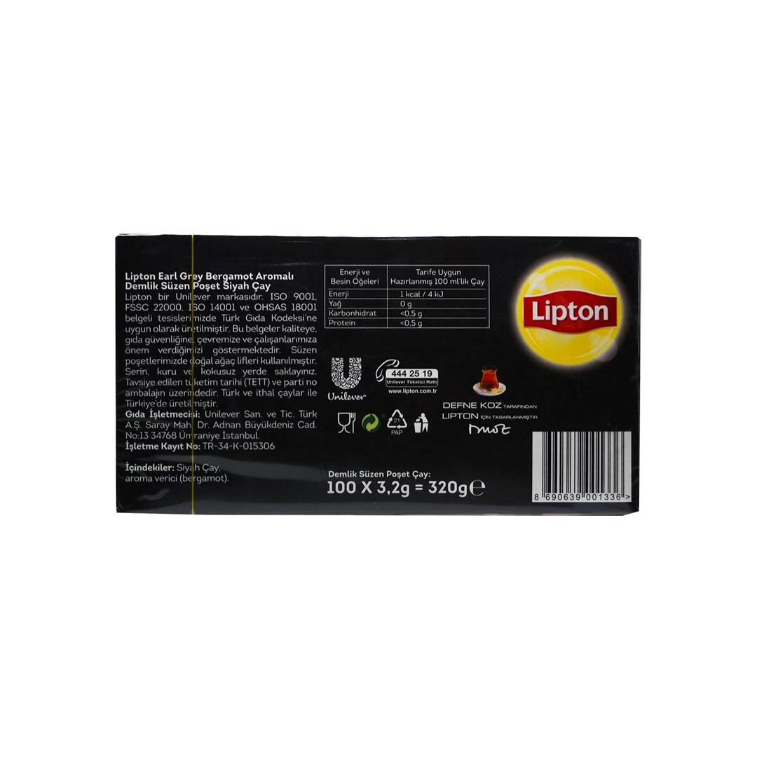 Lipton Earl Grey 100'lü Bergamot Aromalı Demlik Poşet Çay 320 gr