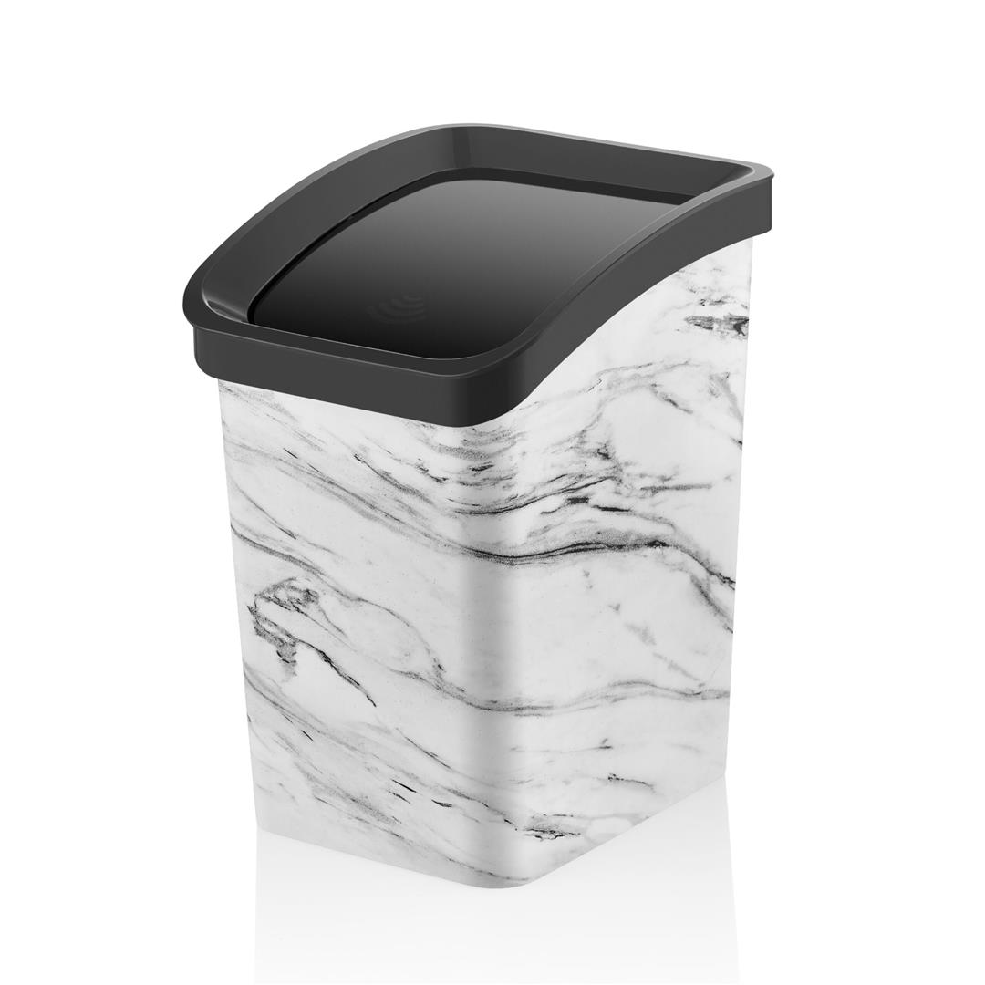 2 No Desenli Smart Klik Çöp Kovası 11,6 litre – Beyaz Mermer