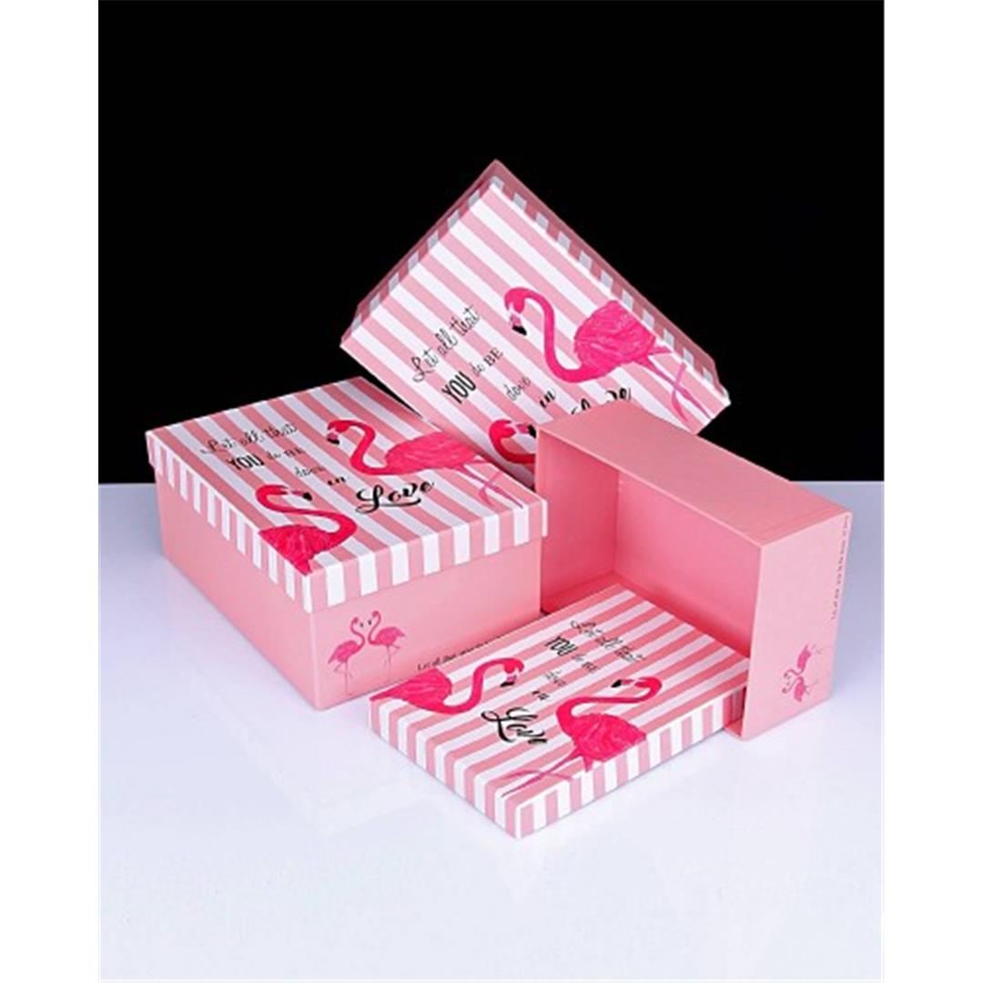 Flamingo Baskılı Dikdörtgen Hediyelik Kutu