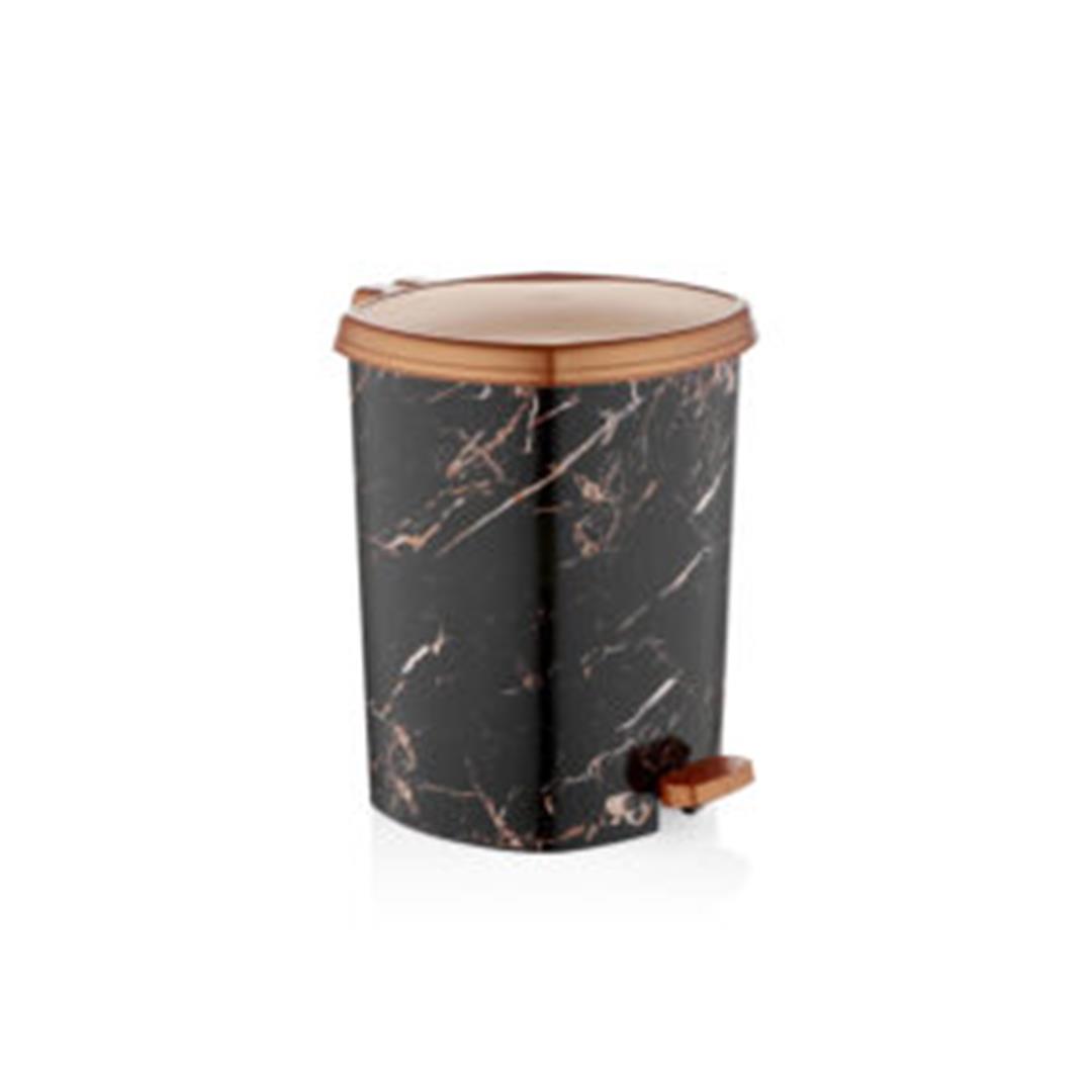 Desenli Pedallı Çöp Kovası 11 litre – Siyah Mermer