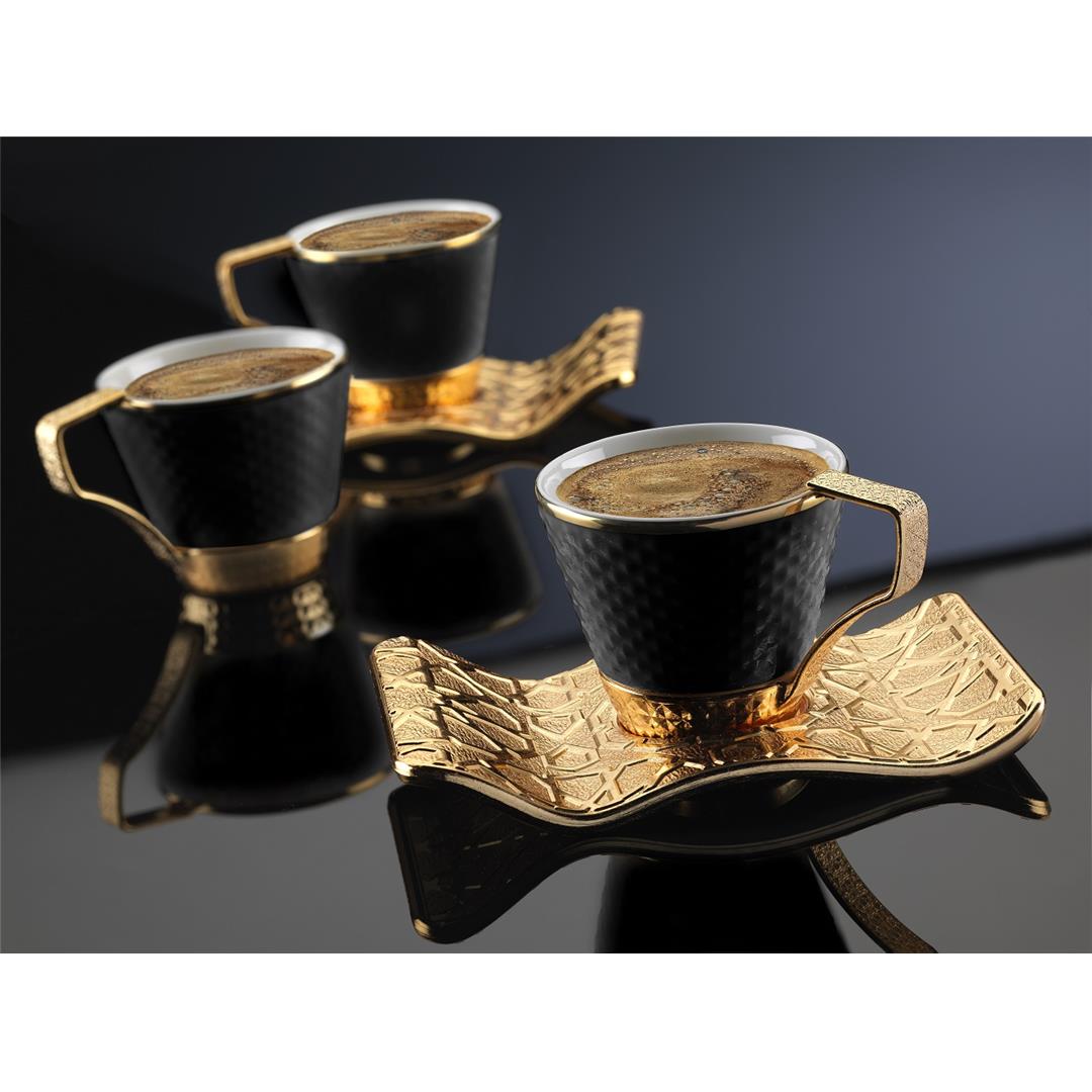 Selçuklu Siyah Kahve Seti – Altın